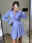 Blue A-Line Empire Full Sleeve New Arrival Homecoming Dresses,HM109