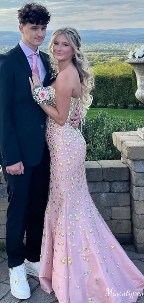 Gorgeous Deep V-neck Strapless Mermaid Long Prom Dress Ideas, Evening Party Dresses,ZX768
