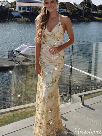 Gorgeous Spaghetti Strap V-neck Mermaid Long Prom Dress Ideas, Evening Party Dresses,ZX769