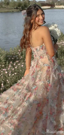 Gorgeous Strapless Straight Across A-line Long Prom Dress Ideas, Evening Party Dresses,ZX770