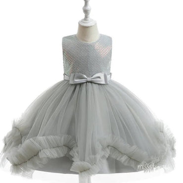 Elegant Ball Gown Sliver Tulle Empire A-Line Cute Little Flower Girl Dresses, ET47
