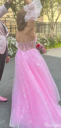 Unique Strapless Straight Across A-line Long Prom Dress Ideas, Evening Party Dresses,ZX771