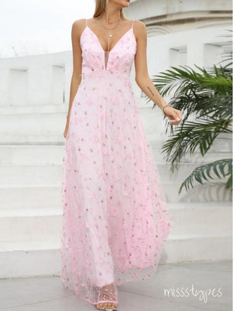 Cozy Pink V-Neck Appliqued Sweetheart Floor-Length Fashion Prom Dresses,ZX170