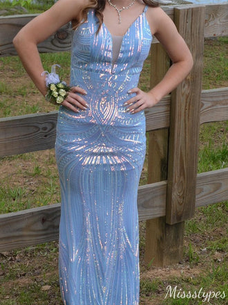 Elegant Spaghetti Strap V-neck Mermaid Long Prom Dress Ideas, Evening Party Dresses,ZX772