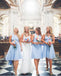 Blue Gorgeous Blue Tea-Length Empire Bridesmaid Dresses Online, BL93