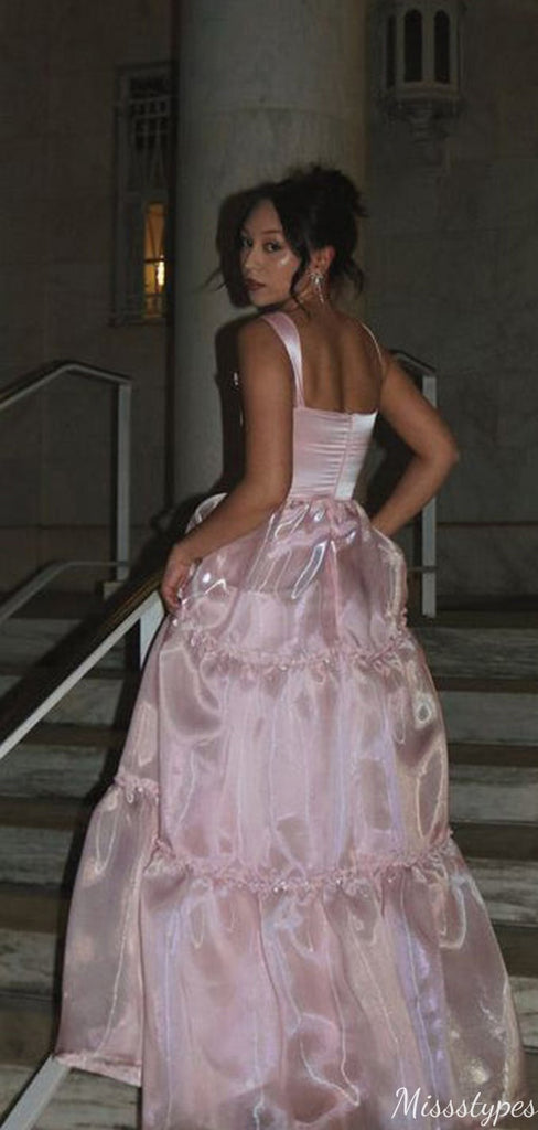 Elegant Spaghetti Strap A-line Long Prom Dress Ideas, Evening Party Dresses,ZX774