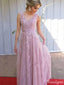 Gorgeous V-neck Lace A-line Long Prom Dress Ideas, Evening Party Dresses,ZX775