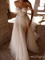 White Off Shoulder A-line Tulle Sleeveless Long Cheap Wedding Dresses,HS65