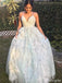 Formal Spaghetti Strap V-neck A-line Long Prom Dress Ideas, Evening Party Dresses,ZX777