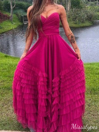 Elegant Strapless Sweetheart A-line Long Prom Dress Ideas, Evening Party Dresses,ZX778
