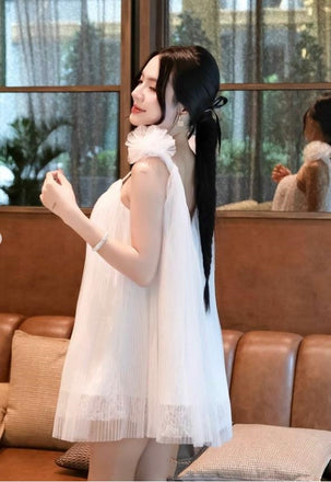 Lady Spaghetti Strap White Cozy Mini New Arrival Homecoming Dresses,HM152