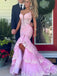 Gorgeous Spaghetti Strap V-neck Notched Mermaid Long Prom Dress Ideas, Evening Party Dresses,ZX780