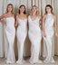 Cheap Simple Mismatched White Soft Satin Mermaid Long Bridesmaid Dresses Online, BL87