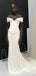 Off Shoulder White Mermaid Long Satin Women Evening Prom Evening Dress,ZX245