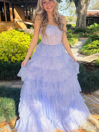 Gorgeous Spaghetti Strap Sequins A-line Long Prom Dress Ideas, Evening Party Dresses,ZX530