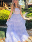 Gorgeous Spaghetti Strap Sequins A-line Long Prom Dress Ideas, Evening Party Dresses,ZX530