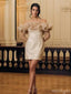 Sparkly Champagne Off Shoulder New Arrival Homecoming Dresses,HM106