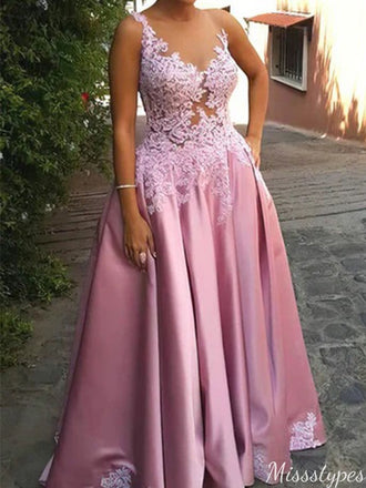 Elegant V-neck Lace A-line Long Prom Dress Ideas, Evening Party Dresses,ZX789