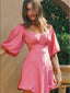 Blushing Pink Cap Shoulder Pleat Mini New Arrival Homecoming Dresses,HM173