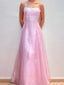 Elegant Spaghetti Strap Square A-line Long Prom Dress Ideas, Evening Party Dresses,ZX790