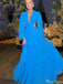 Formal V-neck Long Sleeves A-line Long Prom Dress Ideas, Evening Party Dresses,ZX791
