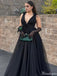 Formal Deep V-neck A-line Long Prom Dress Ideas, Evening Party Dresses,ZX792