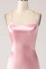 Soft Satin Pink Mermaid Criss-Cross Floor-Length Fashion Prom Dresses,ZX172