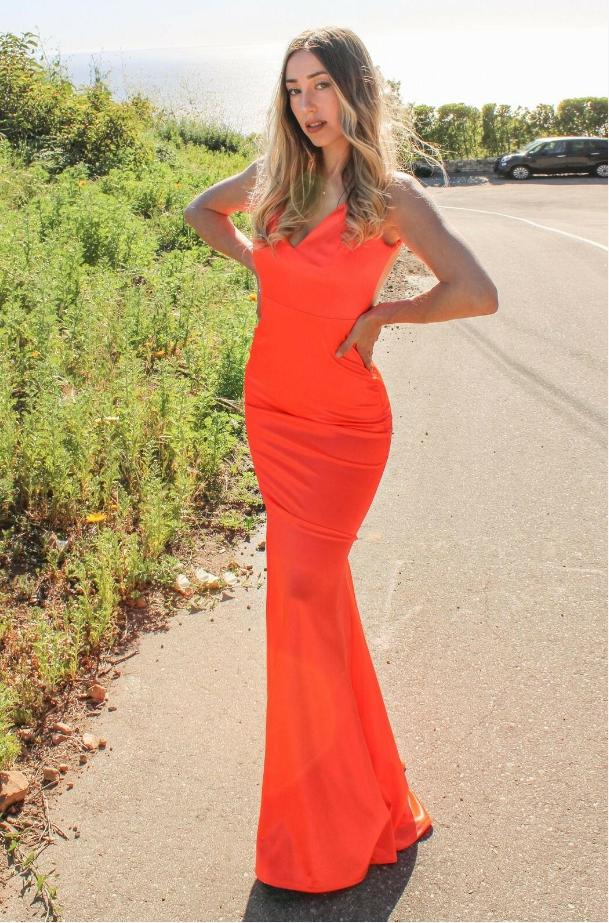 Sexy Sweetheart Sunset Red-Orange Backless Mermaid Long Prom Evening Dress,ZX340