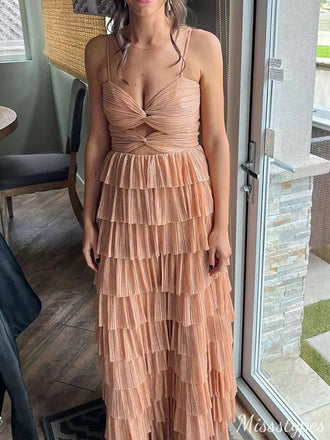 Elegant Spaghetti Strap A-line Long Prom Dress Ideas, Evening Party Dresses,ZX531