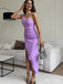 Women Side Slit Mermaid Simple Tea-Length Evening Prom Evening Dress,ZX199