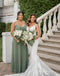 Mismatched Green Satin Women Floor-Length Bridesmaid Dresses Online, BL155