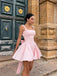 Cute Pink Spaghetti Strap Backless Mini Homecoming Dresses, HM87