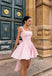 Cute Pink Spaghetti Strap Backless Mini Homecoming Dresses, HM87