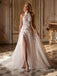 Elegant Halter Tulle White Appliqued Side Slit Long Fashion Wedding Dresses,HS95