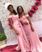 Pink Women Off Shoulder Unique Mermaid Floor-Length Bridesmaid Dresses Online, BL147