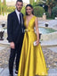Elegant Deep V-neck A-line Long Prom Dress Ideas, Evening Party Dresses,ZX803