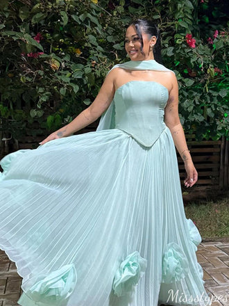 Elegant Strapless Unique A-line Long Prom Dress Ideas, Evening Party Dresses,ZX806