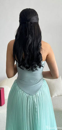 Elegant Strapless Unique A-line Long Prom Dress Ideas, Evening Party Dresses,ZX806