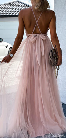 Elegant V-neck Spaghetti Strap A-line Long Prom Dress Ideas, Evening Party Dresses,ZX809