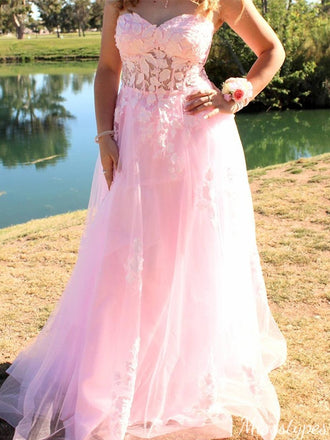 Elegant Sweetheart Strapless A-line Long Prom Dress Ideas, Evening Party Dresses,ZX811