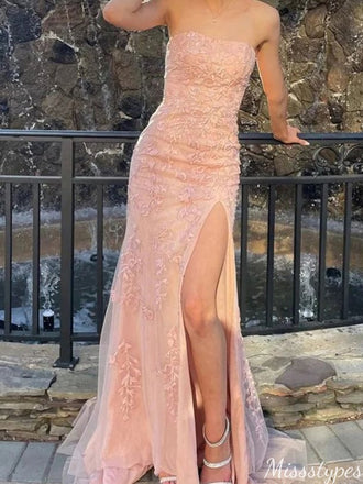 Elegant Straight Across Strapless Mermaid Long Prom Dress Ideas, Evening Party Dresses,ZX812