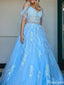 Gorgeous Off-shoulder Spaghetti Strap A-line Long Prom Dress Ideas, Evening Party Dresses,ZX816