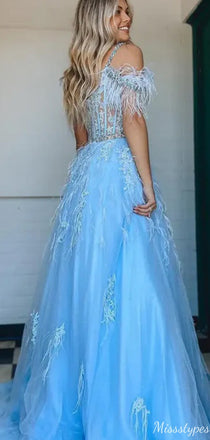 Gorgeous Off-shoulder Spaghetti Strap A-line Long Prom Dress Ideas, Evening Party Dresses,ZX816