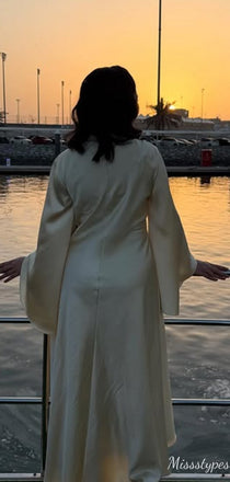Elegant Long Sleeves A-line Long Prom Dress Ideas, Evening Party Dresses,ZX818