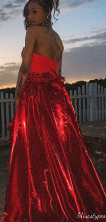 Gorgeous Two Piece Strapless A-line Long Prom Dress Ideas, Evening Party Dresses,ZX824