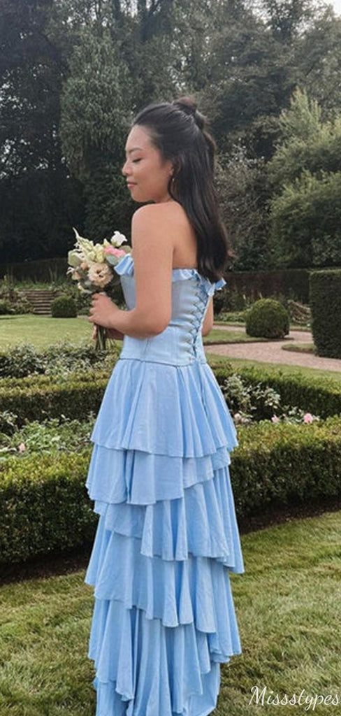Elegant Strapless Straight Across A-line Long Prom Dress Ideas, Evening Party Dresses,ZX829