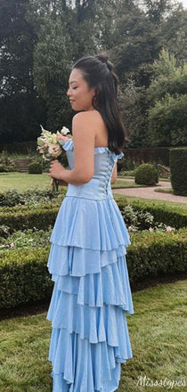 Elegant Strapless Straight Across A-line Long Prom Dress Ideas, Evening Party Dresses,ZX829