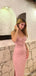 Hot-Pink Soft Young Spaghetti Strap V-Neck Tea-Length Mermaid Prom Dresses,ZX67