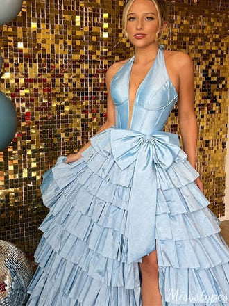 Elegant Deep V-neck Halter A-line Long Prom Dress Ideas, Evening Party Dresses,ZX832