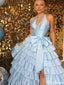 Elegant Deep V-neck Halter A-line Long Prom Dress Ideas, Evening Party Dresses,ZX832